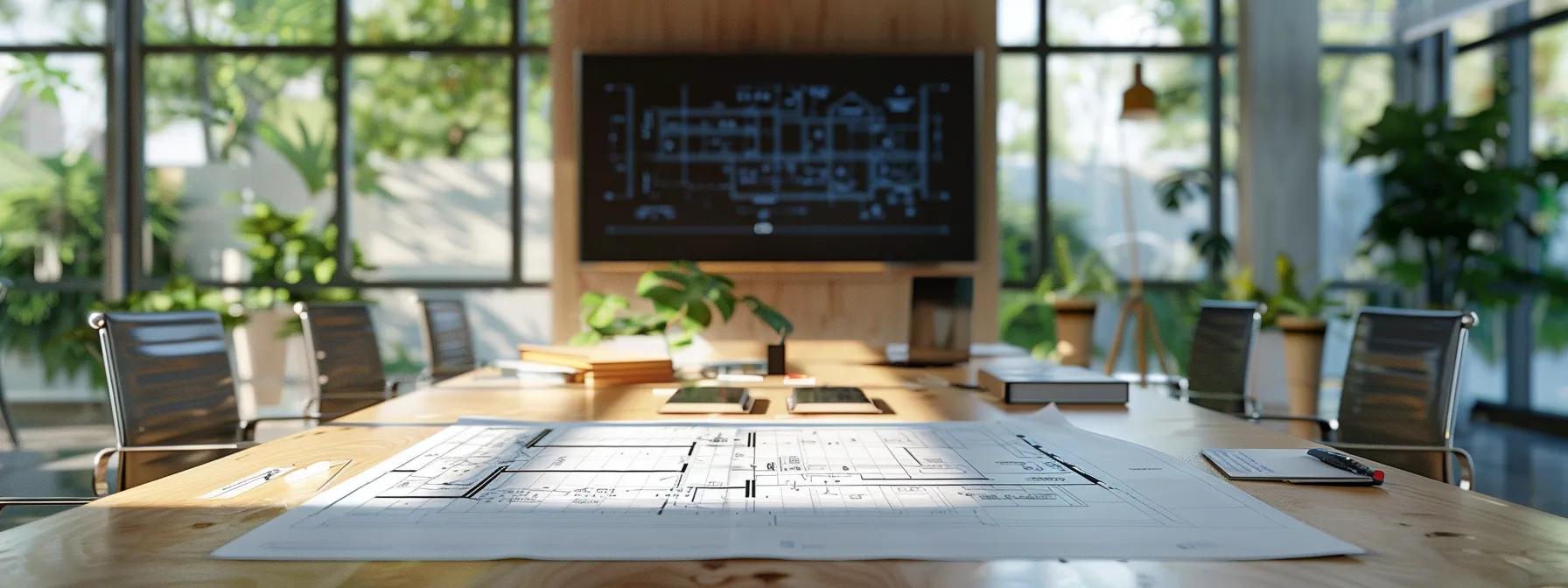 a sleek modern office space showcases a large blueprint of a home siding installation project spread across a polished conference table, with detailed notes and materials laid out, emphasizing the complexity and cost considerations in a professional setting. a sleek modern office space showcases a large blueprint of a home siding installation project spread across a polished conference table, with detailed notes and materials laid out, emphasizing the complexity and cost considerations in a professional setting.